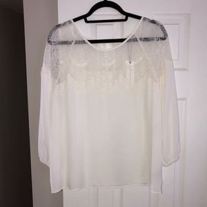 Cupcakes and Cashmere White Blouse with Lace